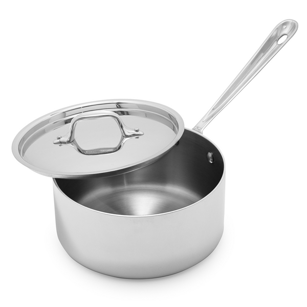All-Clad 4201.5 Stainless Steel Tri-Ply Bonded Dishwasher Safe Sauce Pan with Lid Cookware 1.5-Quart Silver for sale online 
