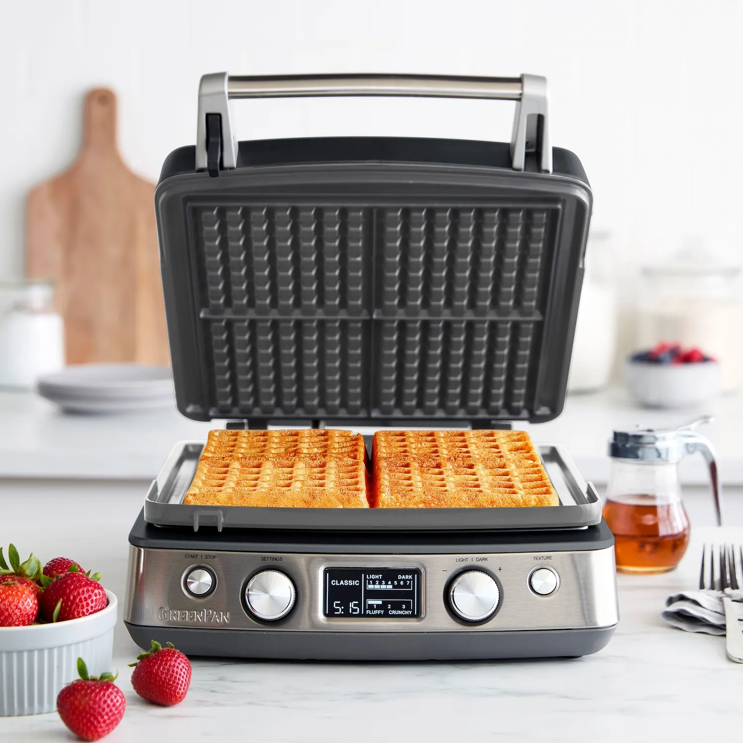GreenPan 4-Square Waffle Maker with Removable Plates