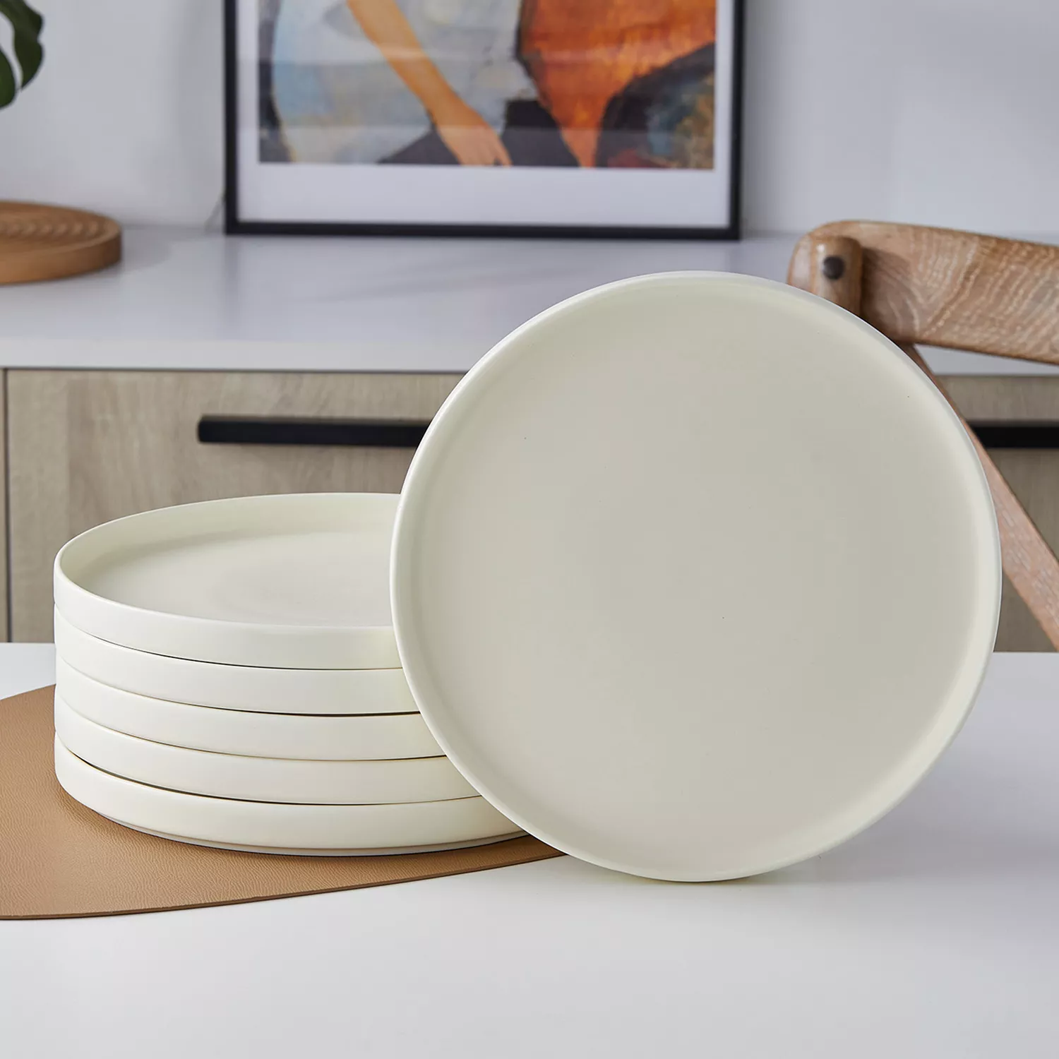 Stone Lain Stella Porcelain Round Dinner Plates, Set of 6