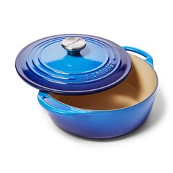 Le Creuset Enameled Cast Iron Shallow Round Dutch Oven, 2.75-Qt. It is much lighter than the 7