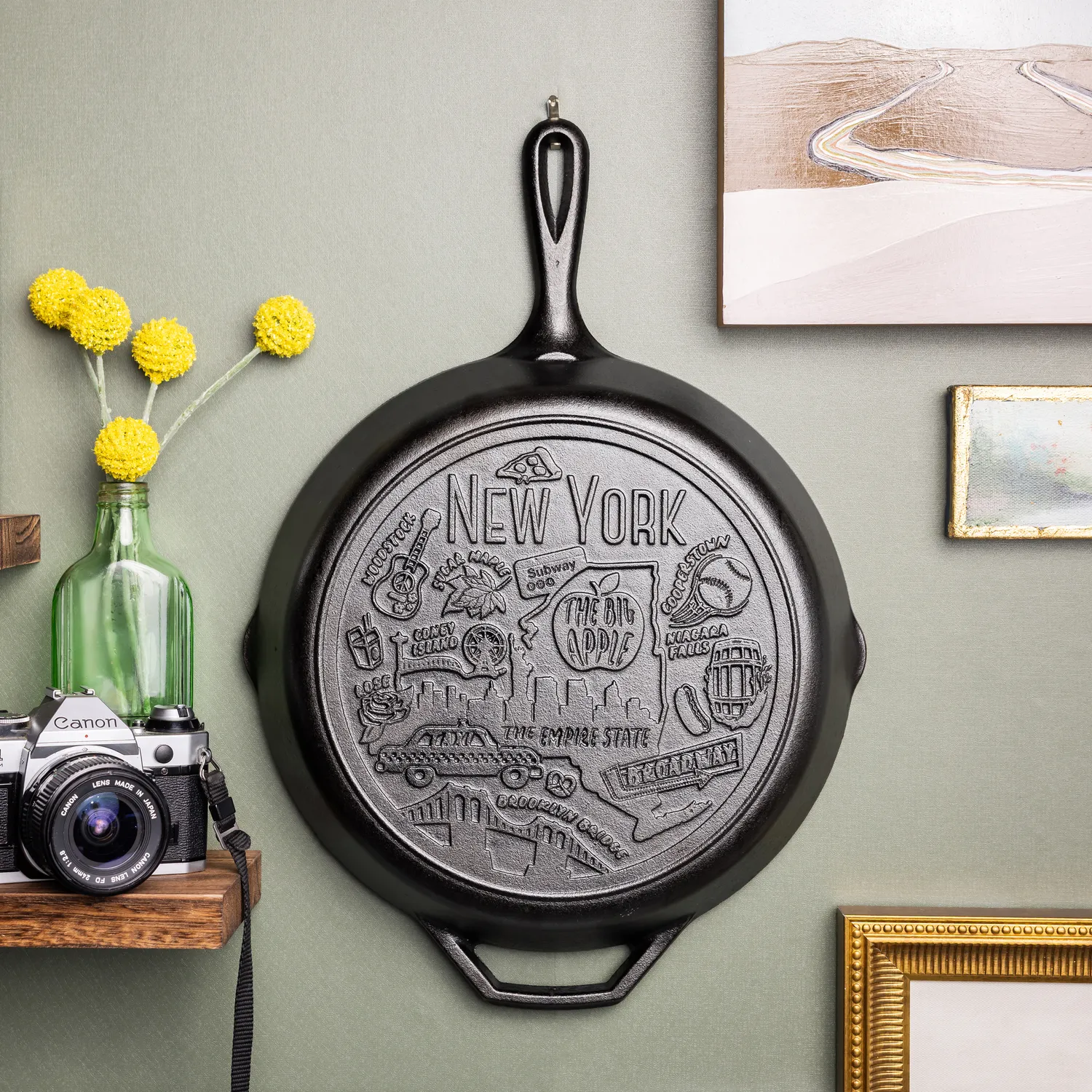 Lodge American Road Trip Cast Iron Skillet, New York, 12”