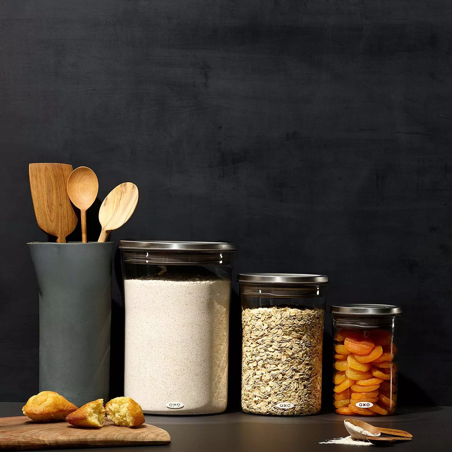 OXO Steel 3-Piece Glass POP Container Set