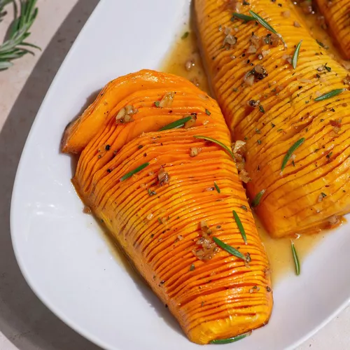 Maple Glazed Hasselback Butternut Squash