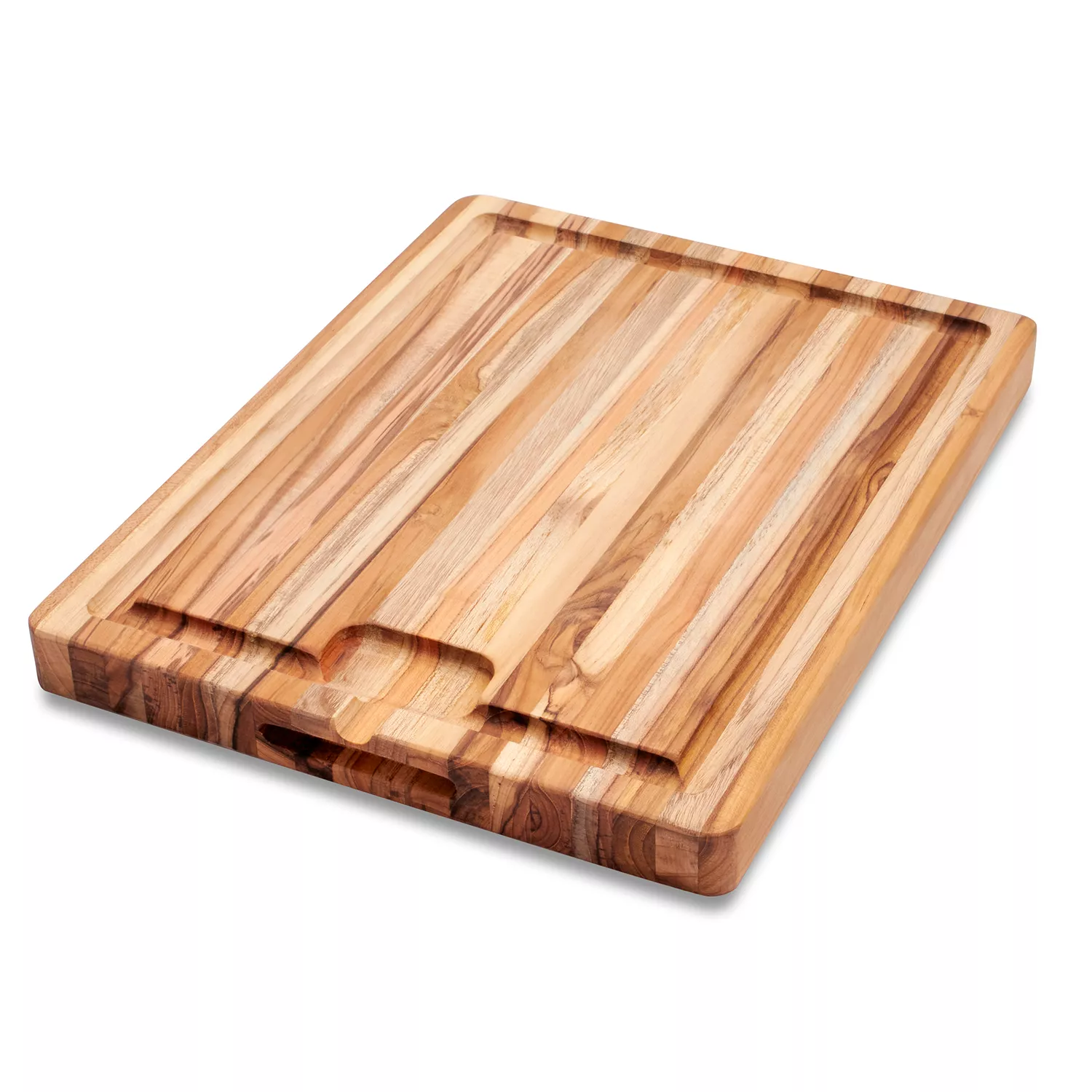 Large Teak Wood Cutting Board for Kitchen, Reversible Wooden Chopping Board  With Juice Grooves and Handles,Ideal for Chopping Meat, Vegetables