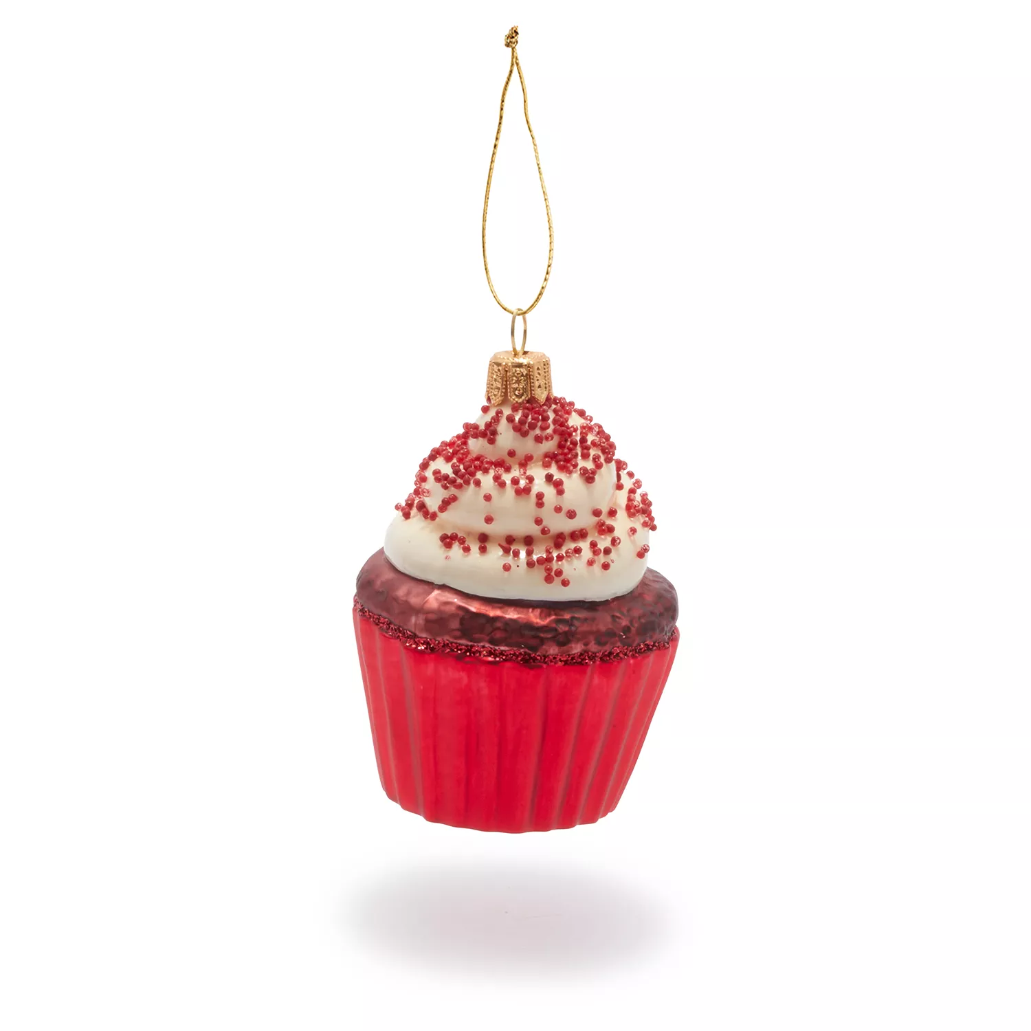 Sur La Table Red Velvet Cupcake Glass Ornament