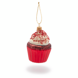 Red Velvet Cupcake Glass Ornament