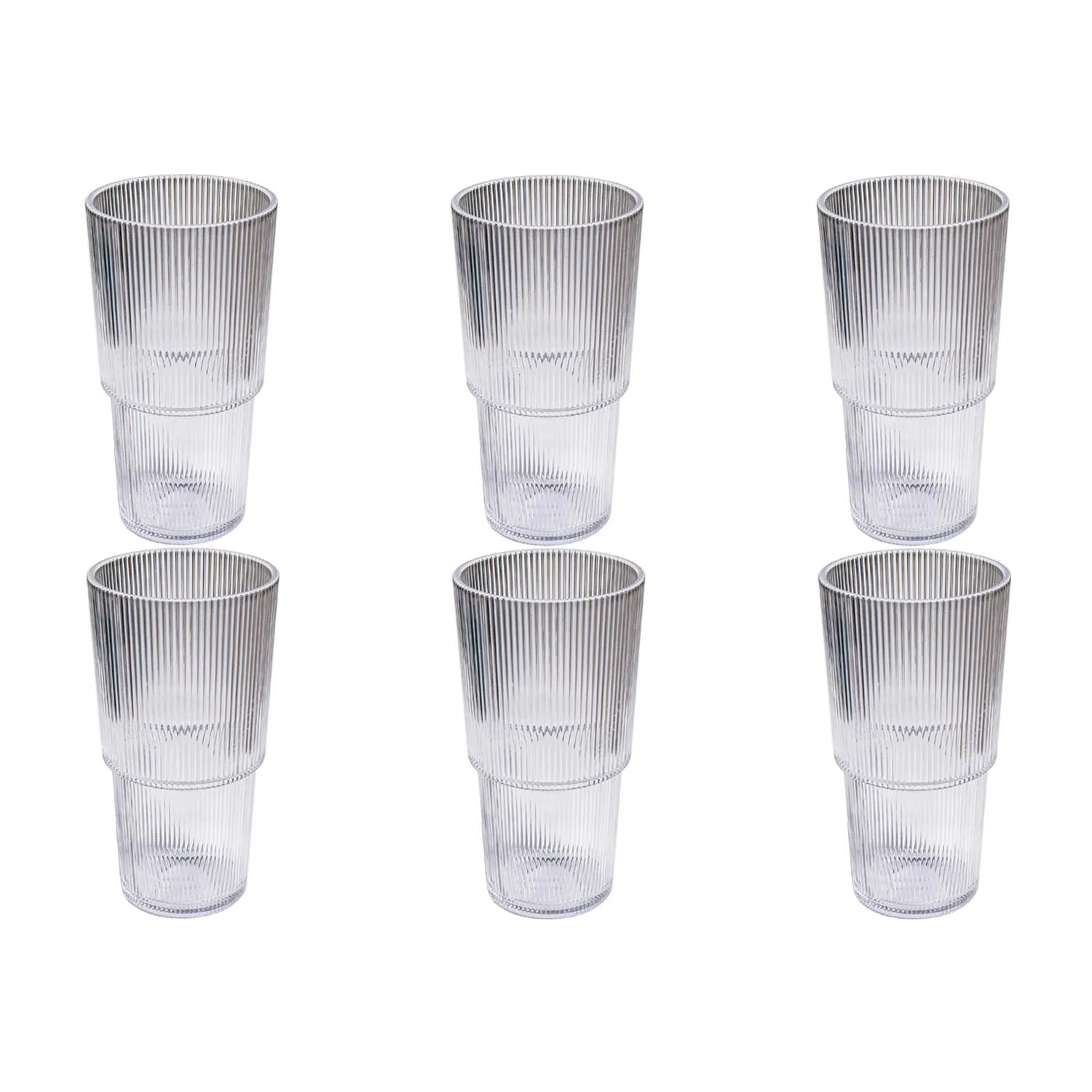 Tar Hong Ribbed Jumbo Acrylic Glasses, Set of 6