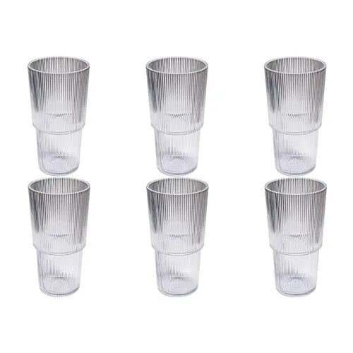 Tar Hong Ribbed Jumbo Acrylic Glasses, Set of 6