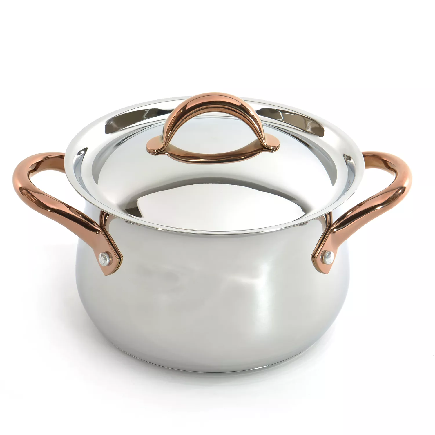 14-PC. Stainless Steel Cookware Set with Gold Accents