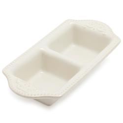 Sur La Table Pearl Stoneware Two-Section Dish Great quality, hefty price