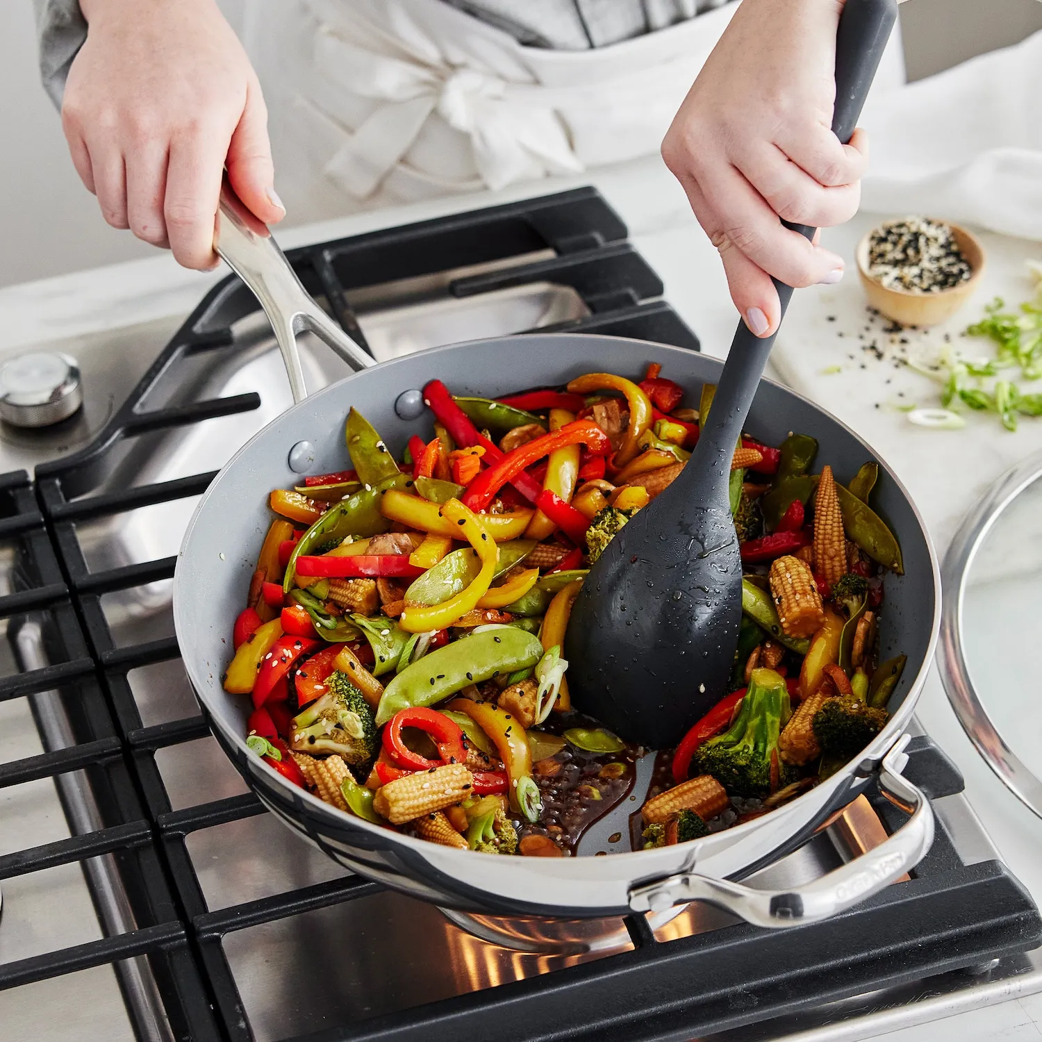 GreenPan Stainless Steel Valencia Pro Ceramic Nonstick Wok w/ Lid, 12"
