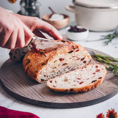 No Knead Cranberry-Rosemary Bread