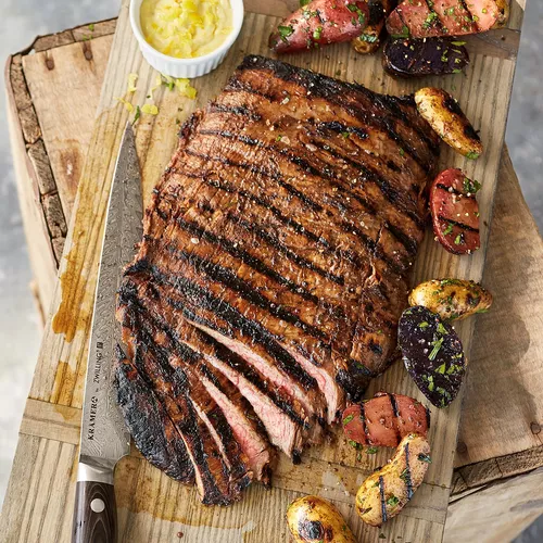 Grilled Steak and Herbed Potatoes with Lemon Aioli