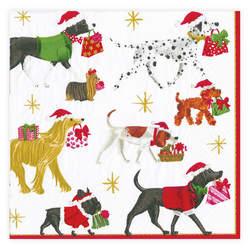 Caspari Christmas Delivery Dogs Cocktail Napkins, Set of 20