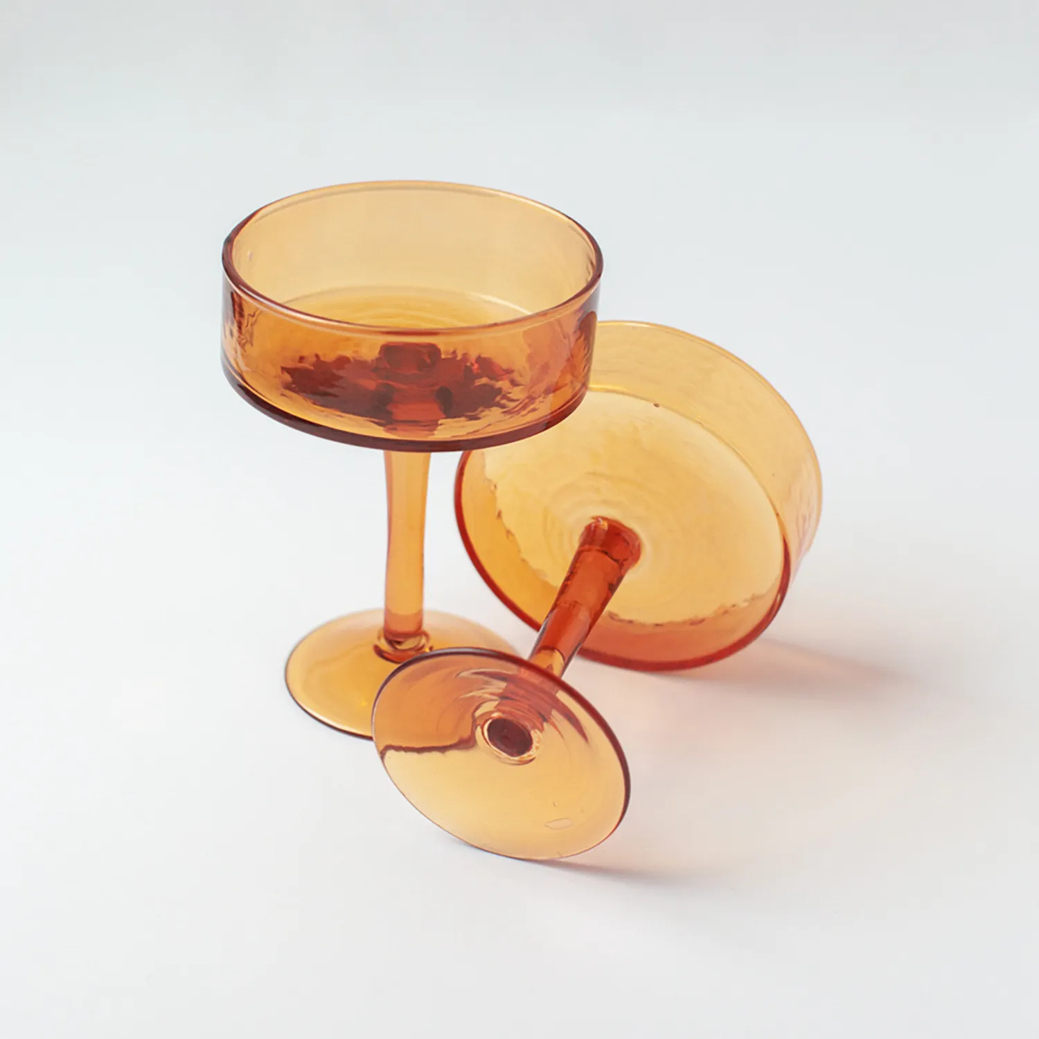 Powered by People Handblown Hammered Coupe Cocktail Glasses, Set of 4