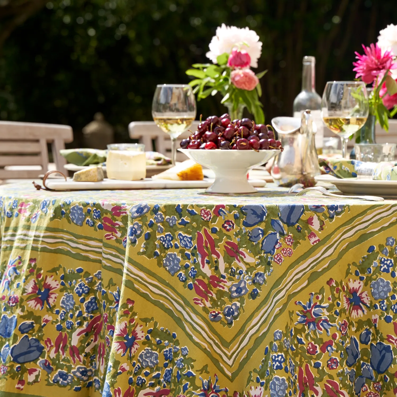 Couleur Nature Jardin Tablecloth, Blue & Green