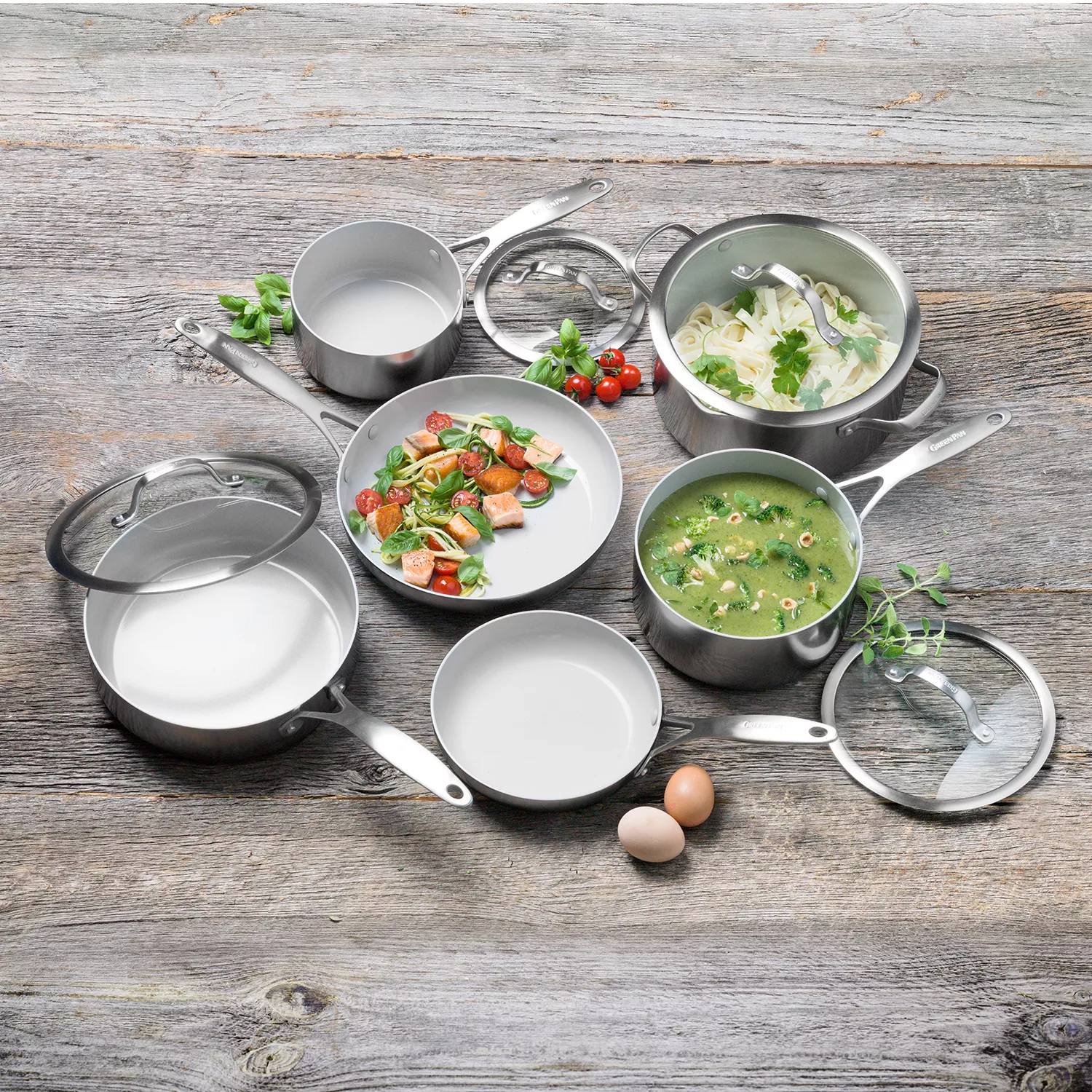 GreenPan Venice Pro Stainless Steel Ceramic Nonstick 10-Piece Set