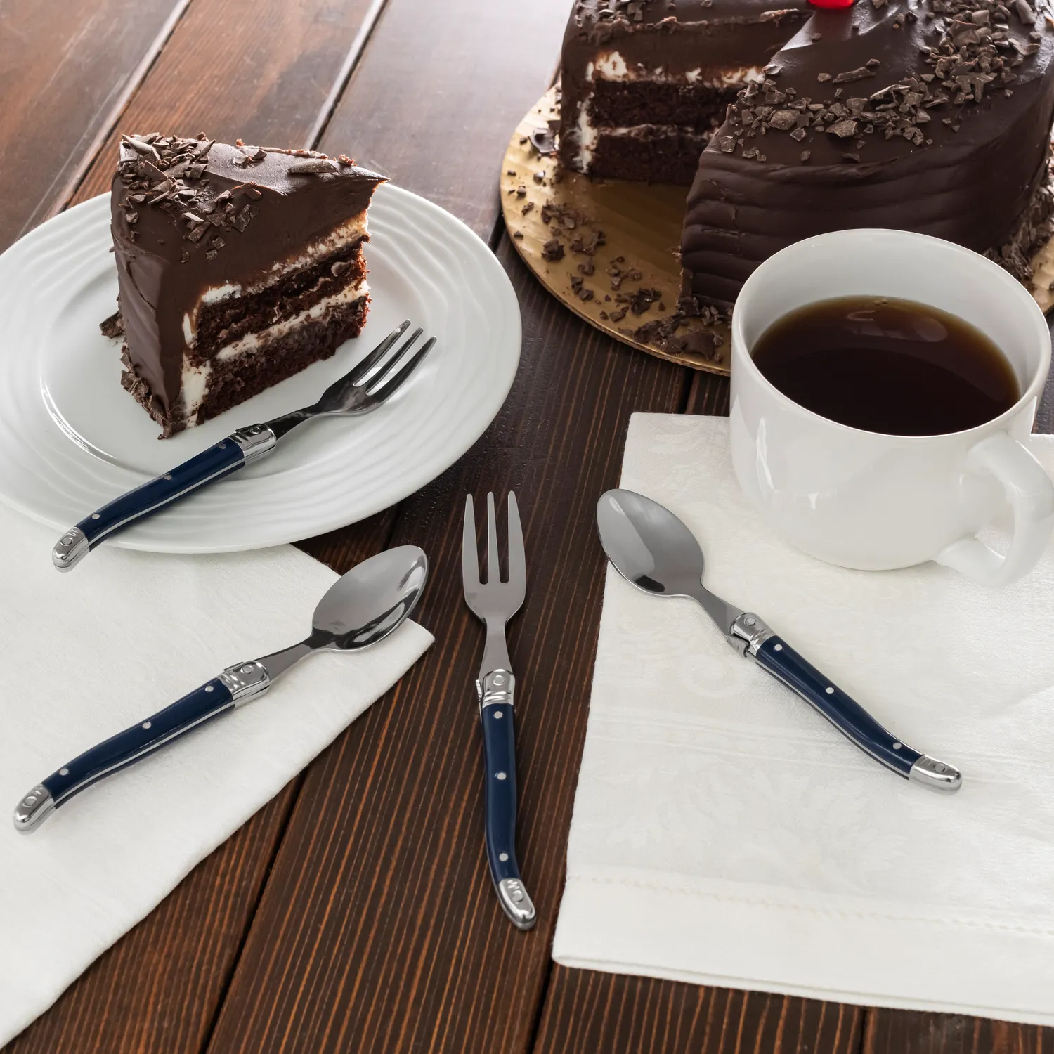 French Home 8-Piece Laguiole Cocktail/Dessert Spoon and Fork Set