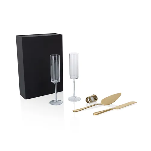 Arbane Champagne Glass Set with Cake Knife