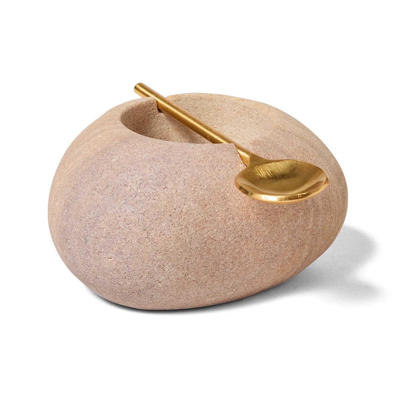 Be Home Rainbow Sandstone Salt Cellar w/ Gold Spoon