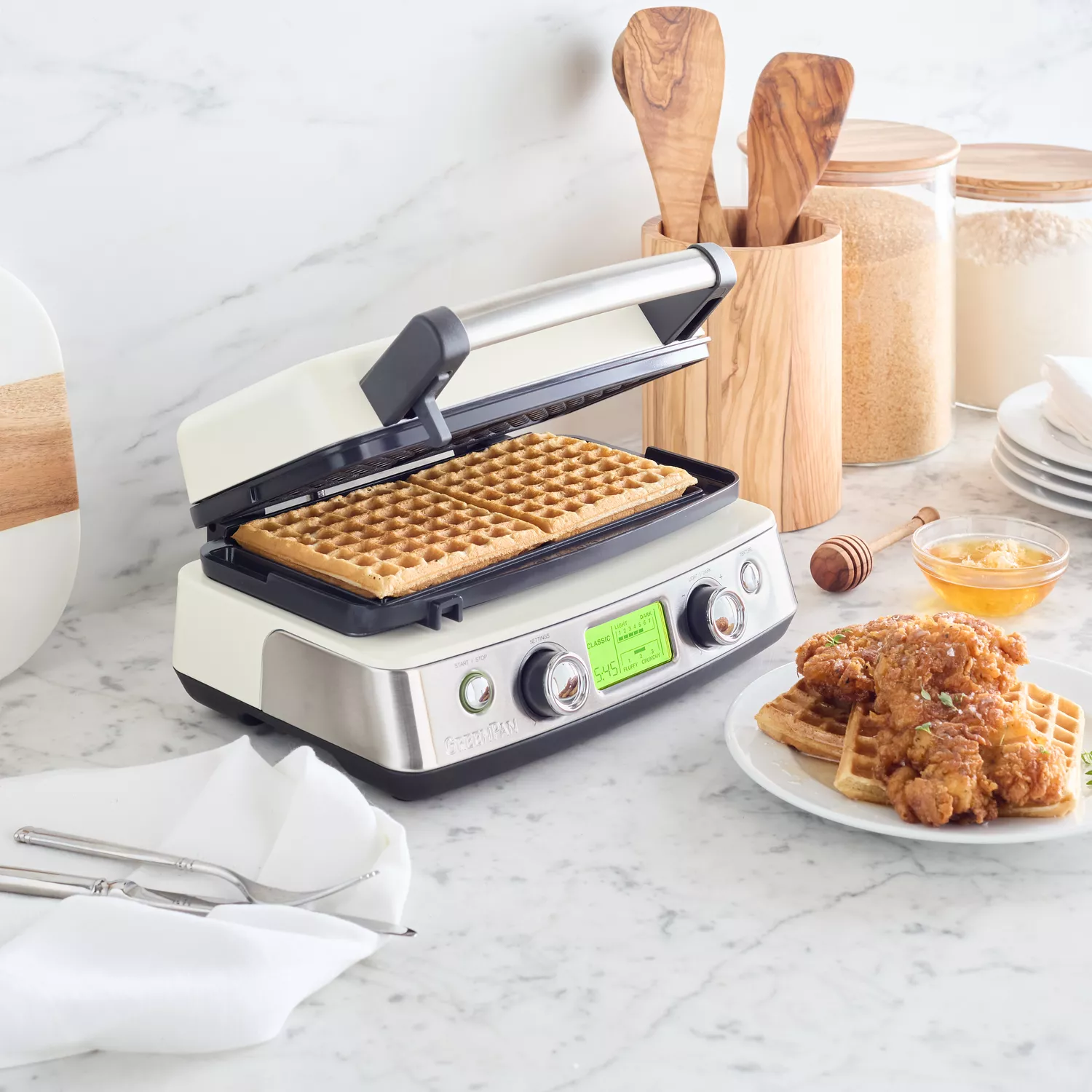 GreenPan Elite Ceramic Nonstick 2-Square Waffle Maker