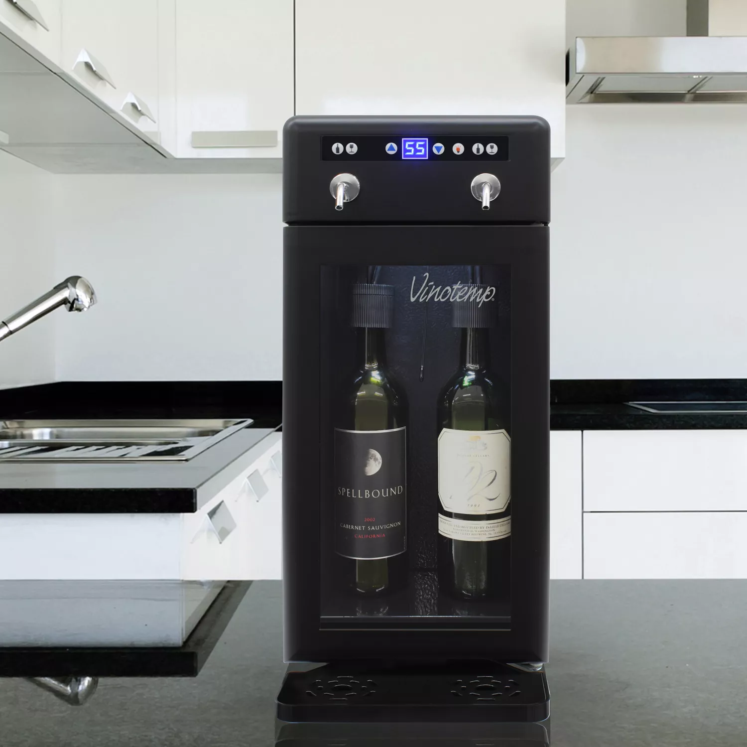 Vinotemp 2Bottle Wine Dispenser with Drip Tray & Push Button Controls