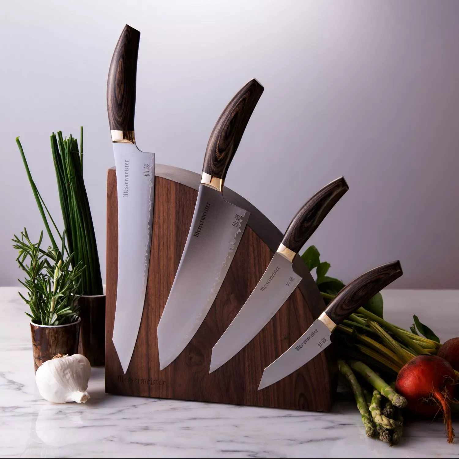 Messermeister Kawashima 5-Piece Magnetic Knife Block Set