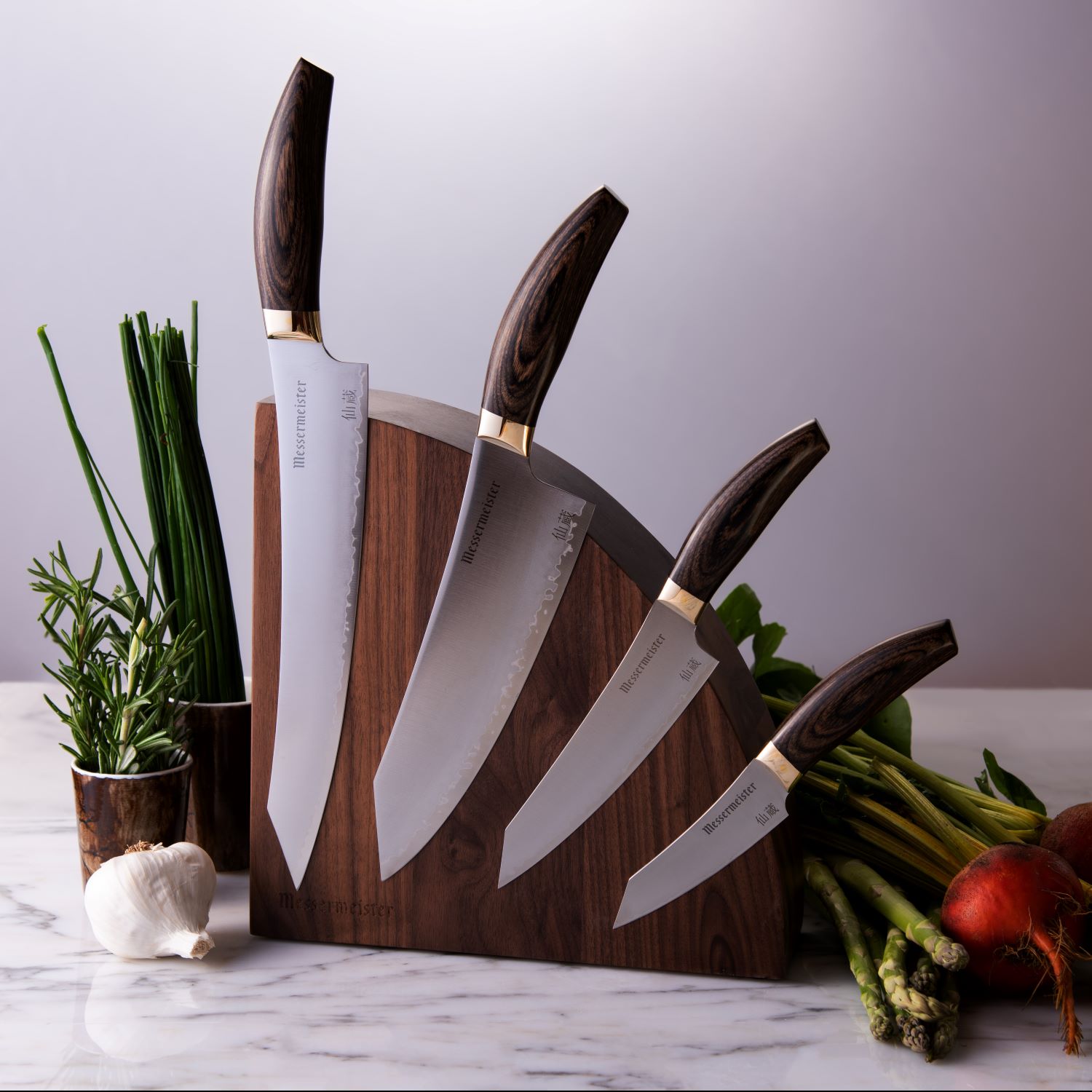 Messermeister Kawashima 5-Piece Magnetic Knife Block Set