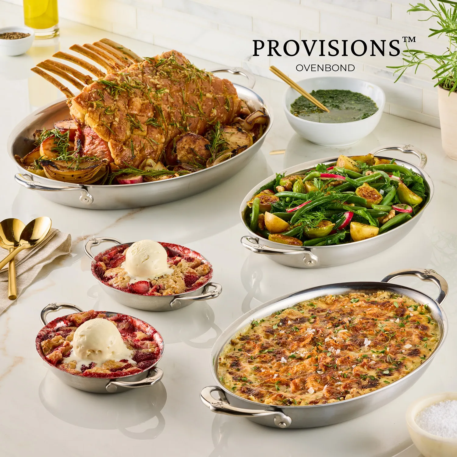 Hestan Provisions Stainless Steel Oval Au Gratin Dish