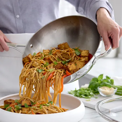 GreenPan Valencia Pro 3-Ply Stainless Steel Wok with Lid, 12" 