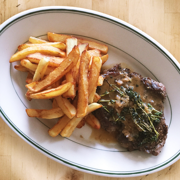 Seared Steak with a Red Wine Pan Sauce &#38; Pommes Frites