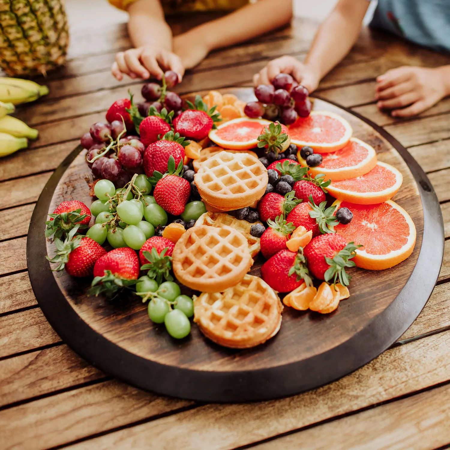 Picnic Time Acacia Wood Lazy Susan Serving Tray