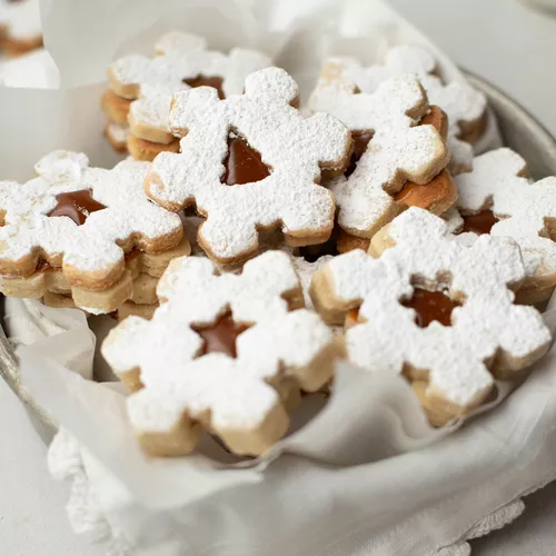 Salted Caramel Linzer Cookies