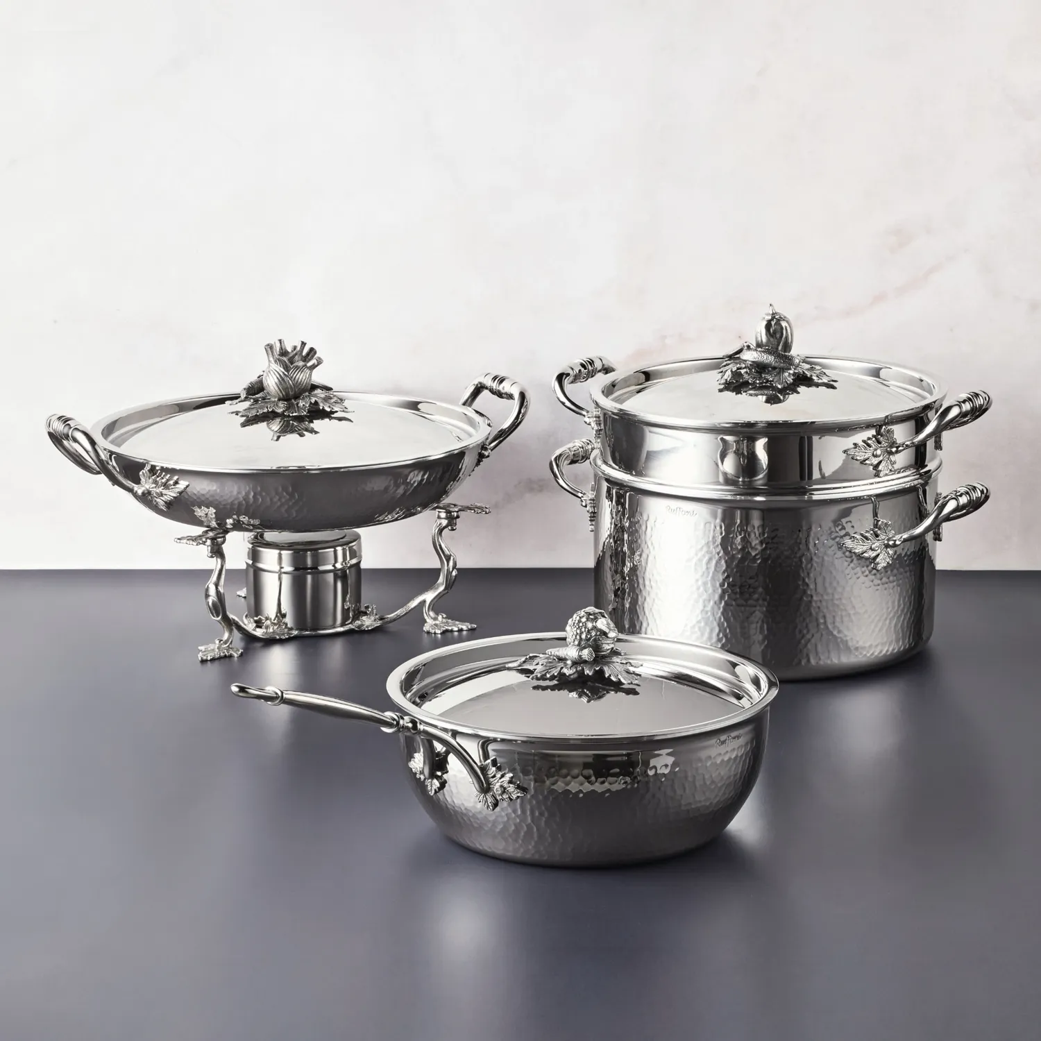 Ruffoni Opus Prima Hammered Stainless Steel 8-Piece Cookware Set