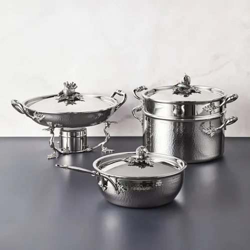 Ruffoni Opus Prima Hammered Stainless Steel 8-Piece Cookware Set