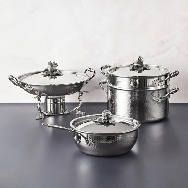 Ruffoni Opus Prima Hammered Stainless Steel 8-Piece Cookware Set