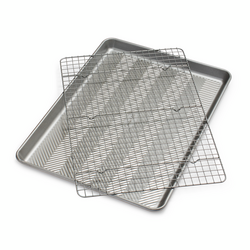 Sur La Table Silver Classic Half Sheet Pan with Cooling & Baking Grid, Set of 2 