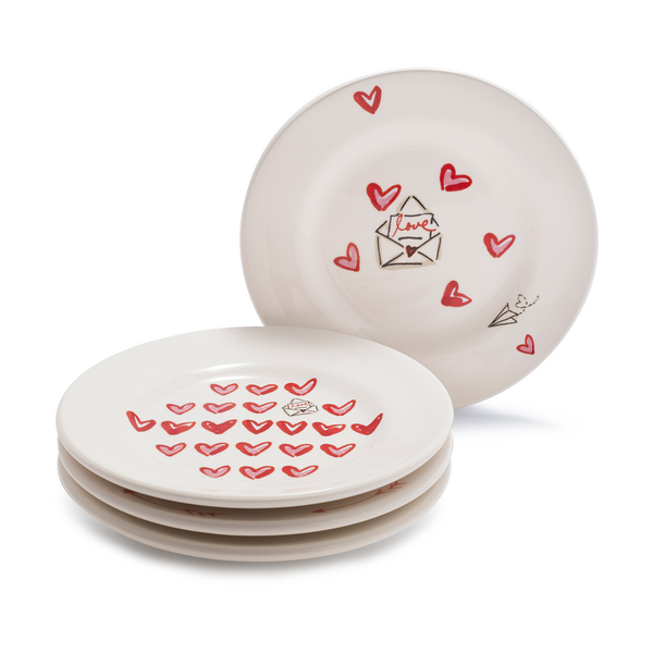 Details about   AKCAM Valentines Day GLITTER SHIMMERING Appetizer Dessert PLATES SET OF 4 