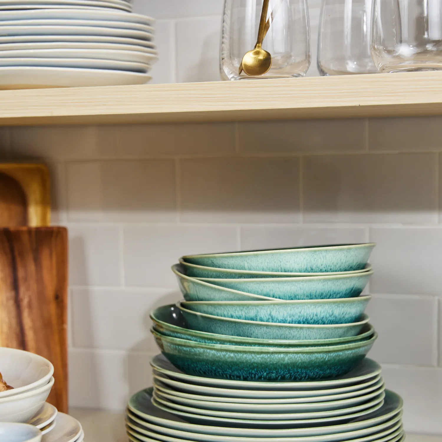 Sur La Table Cloud Emerald 12-Piece Dinnerware Set