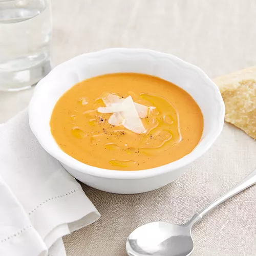 Roasted Cream of Tomato Soup with Basil
