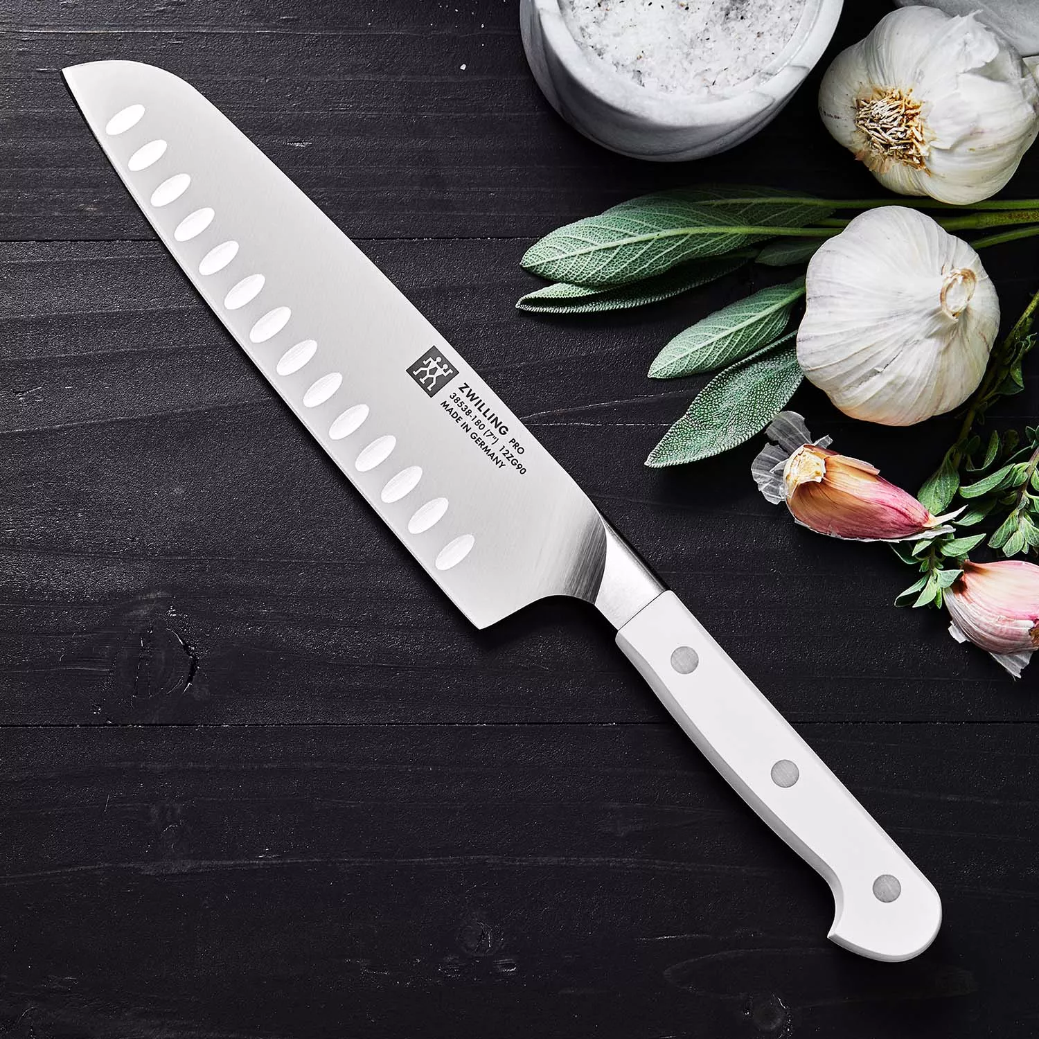 Zwilling J.A. Henckels Pro Le Blanc Hollow-Edge Santoku Knife, 7"