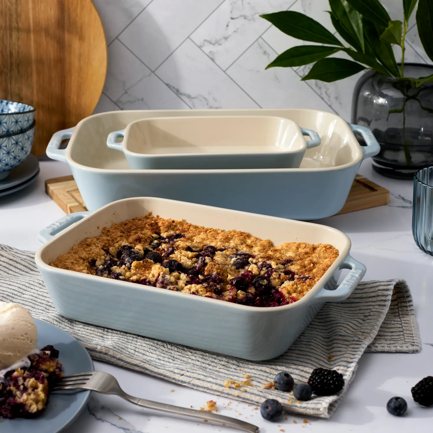 Staub Pastel Macaron Stoneware 3-Piece Rectangular Baker Set