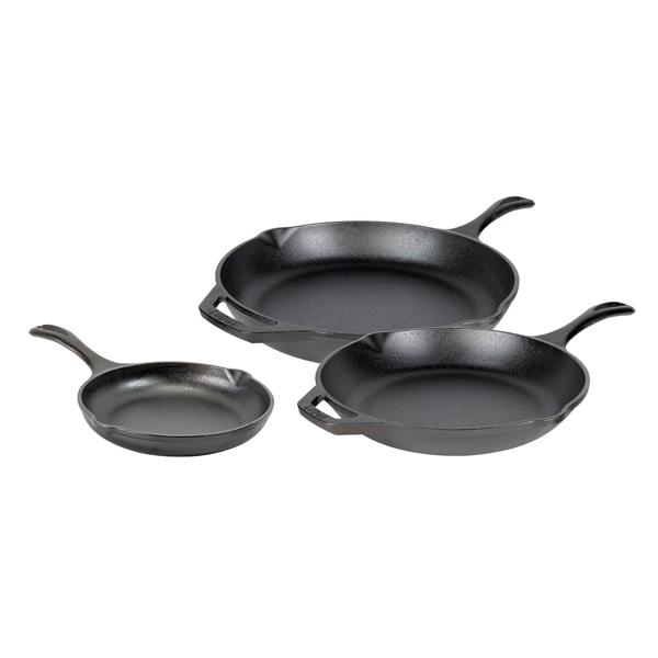 Lodge Chef Collection Set of 3 Skillets, 8", 10", & 12"
