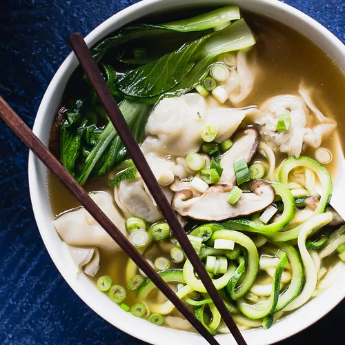 Zucchini Noodle Wonton Soup