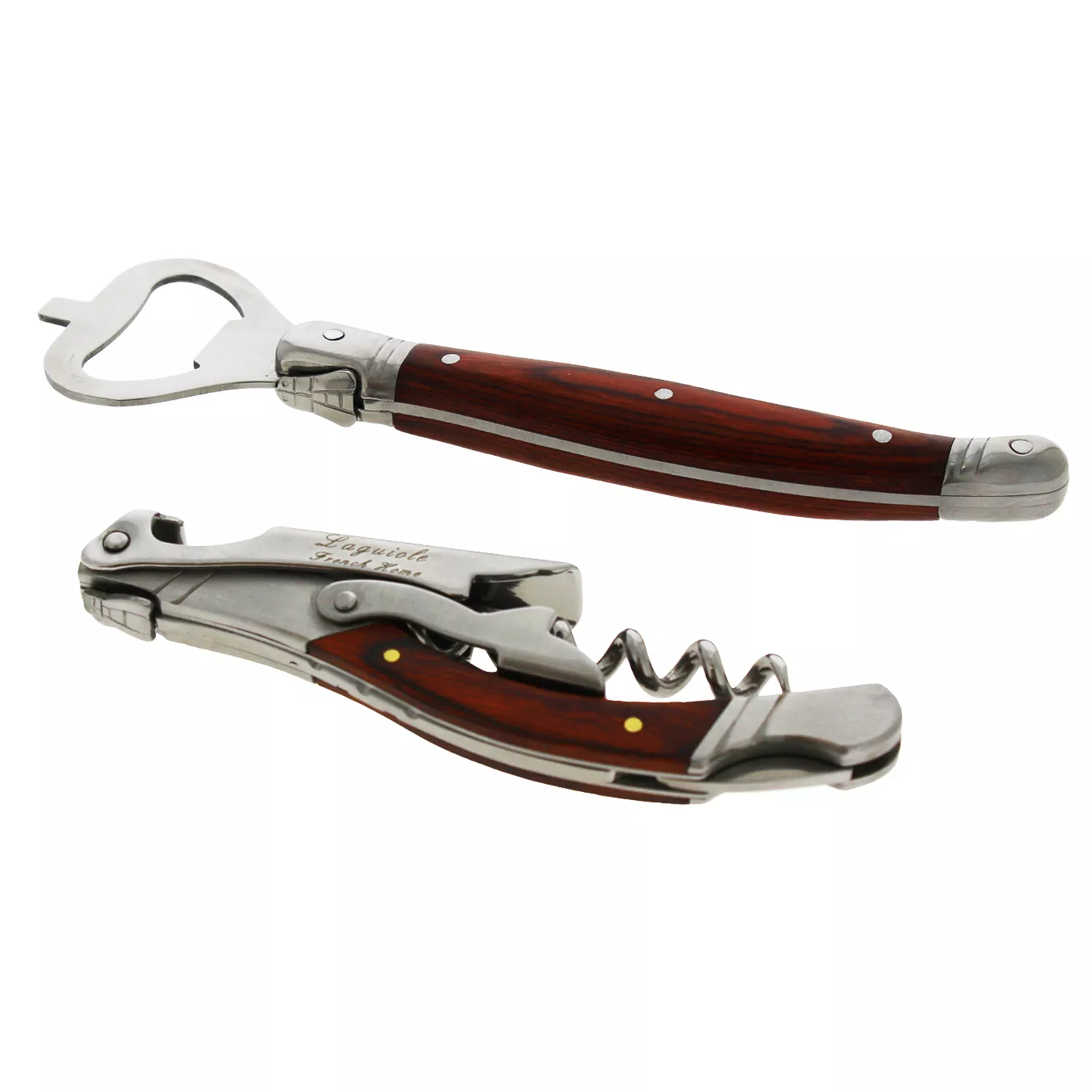 French Home Laguiole Pakkawod Bottle Opener Bar and Corkscrew Set