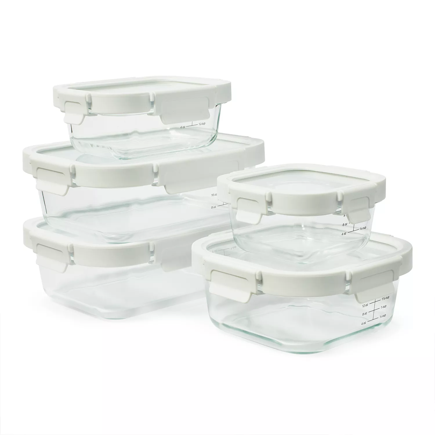 Sur La Table Divided Glass Storage Containers, 4-Piece Set, Clear