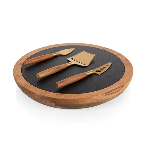 Picnic Time Insignia Acacia and Slate Serving Board w/ Cheese Tools
