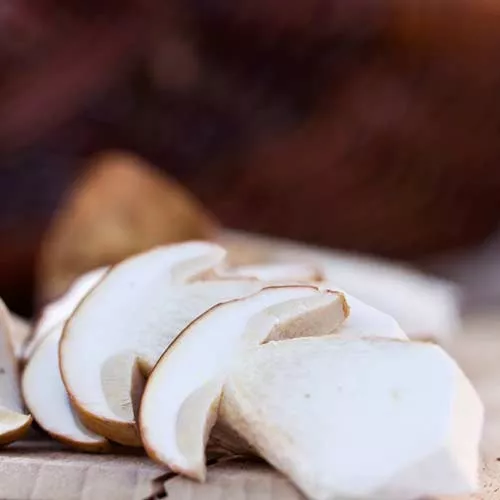 Chestnut and Porcini Mushroom Soup with Truffle Cream