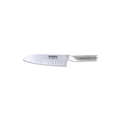 Global Hollow-Edge Santoku, 7" I debated between the 8" chefs knife and the 7" Santouku, but decided on the Santoku