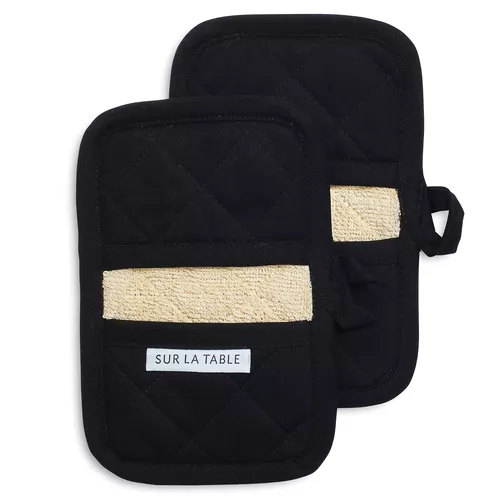 Sur La Table Black Classic Oven Mitts, Set of 2